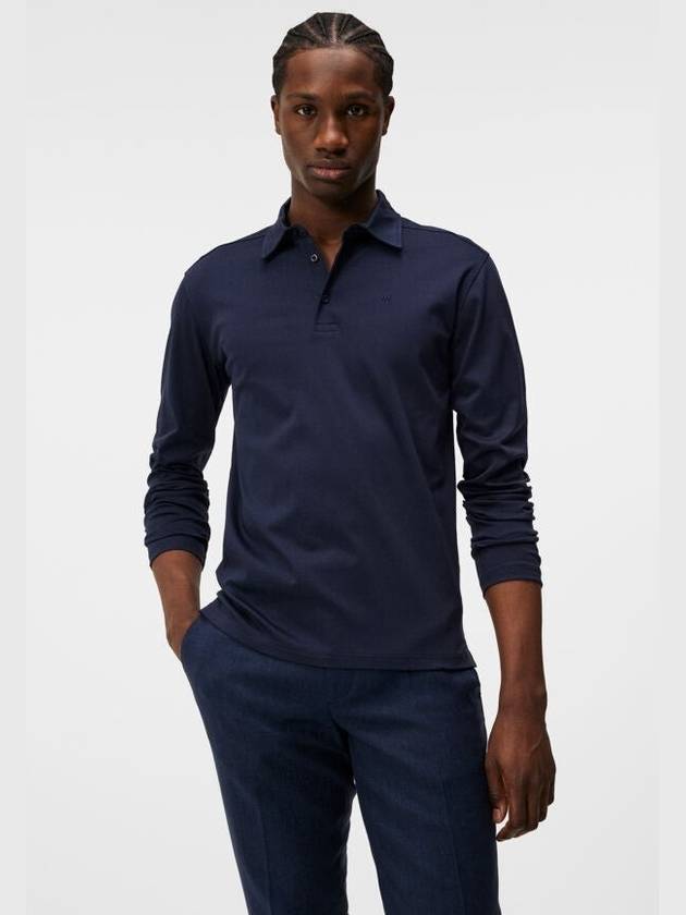 Asher Regular Fit Long Sleeve Polo Shirt Navy - J.LINDEBERG - BALAAN 2