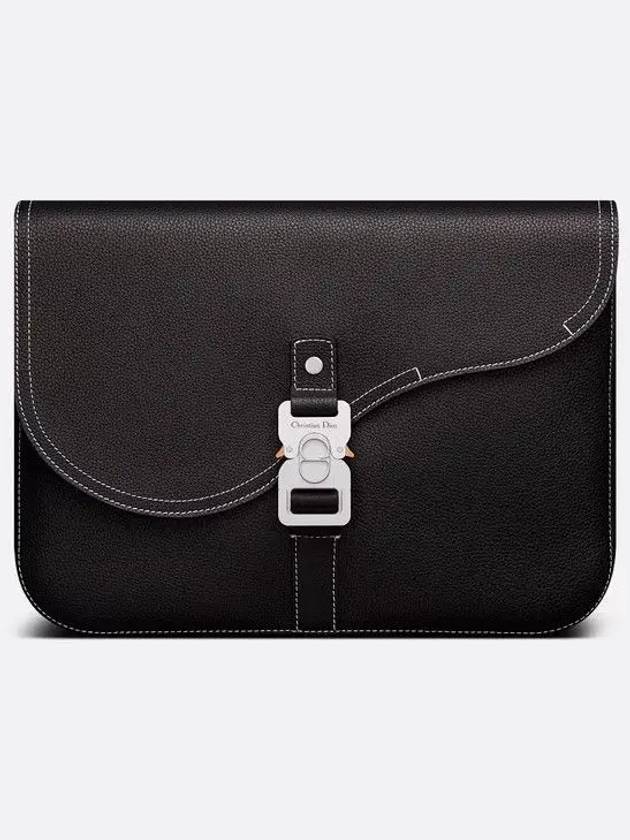 Saddle A4 Grained Calfskin Pouch Black - DIOR - BALAAN 2