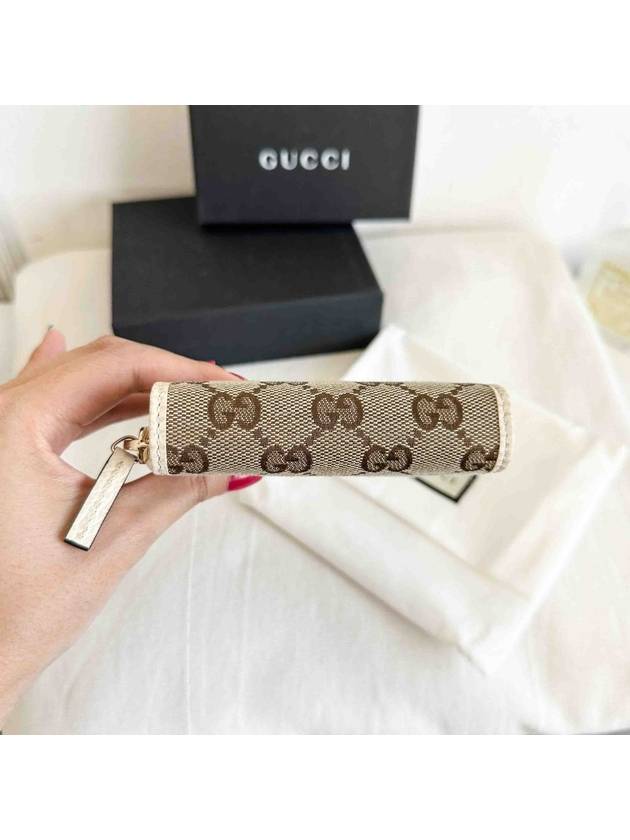 GG Zipper Medium Canvas Half Wallet White Beige - GUCCI - BALAAN 6