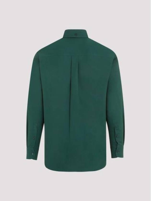 Cotton Oxford Long Sleeve Shirt Green - BURBERRY - BALAAN 3