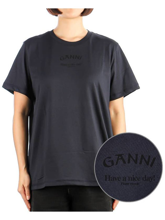 Women's Short Sleeve TShirt T3746 SKY CAPTAIN - GANNI - BALAAN 1