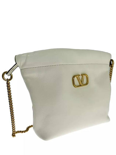 V Logo Signature Leather Bucket Bag White - VALENTINO - BALAAN 2