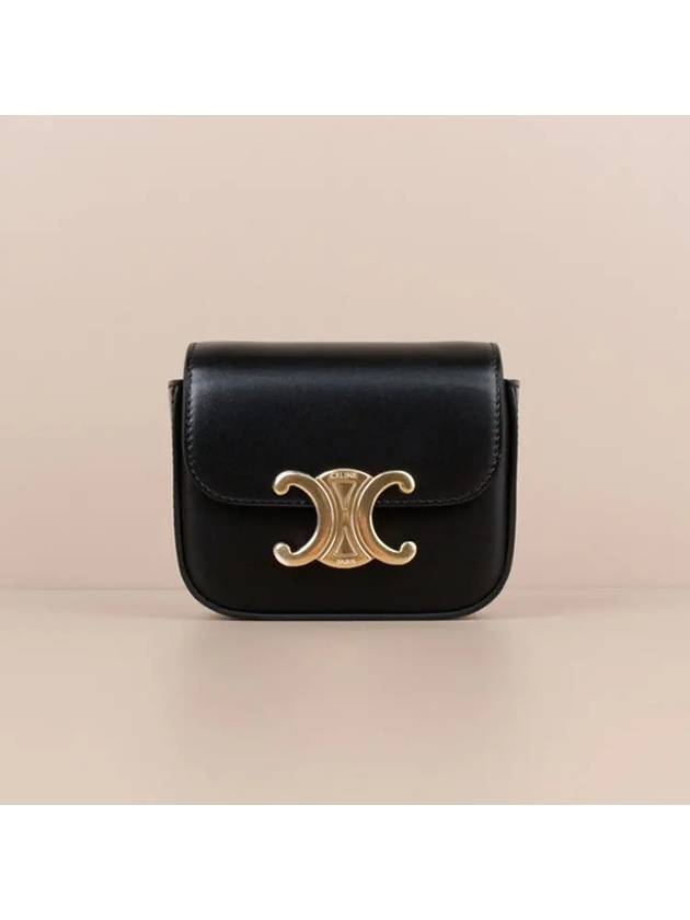 Triomphe Small Shiny Calfskin Cross Bag Black - CELINE - BALAAN 2