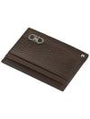 Double Gancini Leather Card Wallet Brown - SALVATORE FERRAGAMO - BALAAN 5