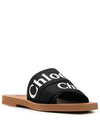 Woody Logo Flat Mule Slippers Black - CHLOE - BALAAN 4