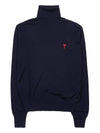 Heart Logo Wool Turtleneck Navy - AMI - BALAAN 2