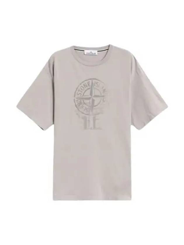 Men's Logo Print Crew Neck Short Sleeve T-Shirt Grey - STONE ISLAND - BALAAN 2