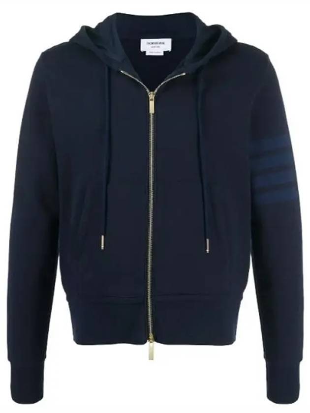 Men's Diagonal Armband Loopback Relaxed Fit Zip Up Hoodie Navy - THOM BROWNE - BALAAN 3