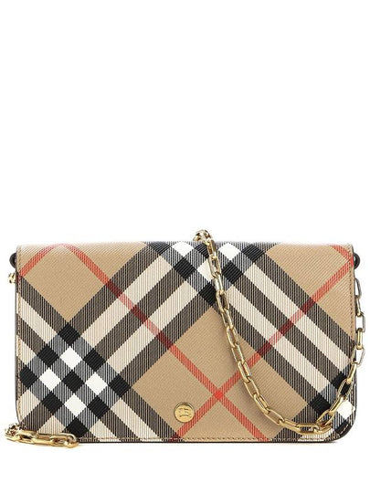 Check Chain Strap Cross Bag Sand - BURBERRY - BALAAN 2