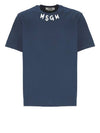 Logo Print Cotton Short Sleeve T-Shirt Navy - MSGM - BALAAN 2