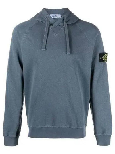 Men's Waffen Patch OLD Treatment Cotton Hoodie Blue - STONE ISLAND - BALAAN 2