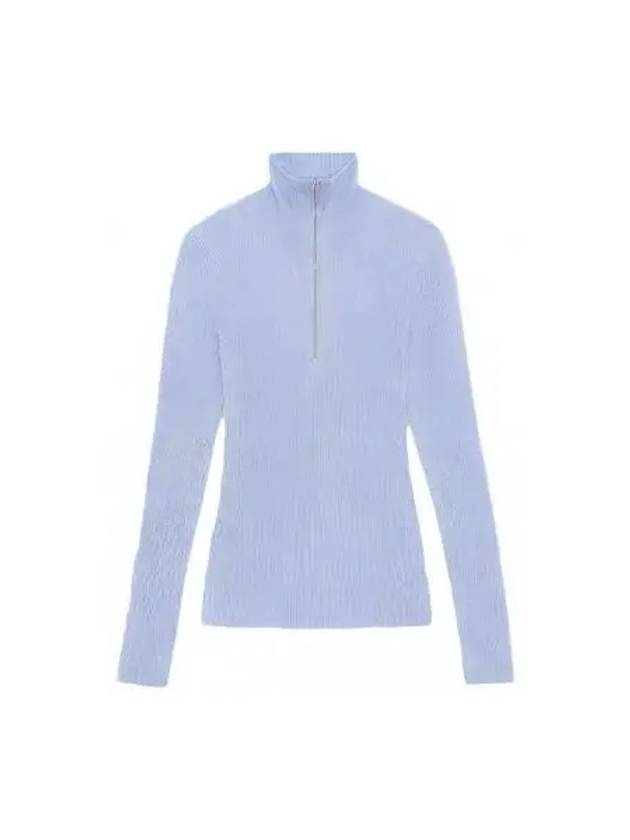 Half Zipper Rib Turtleneck Blue - GANNI - BALAAN 2