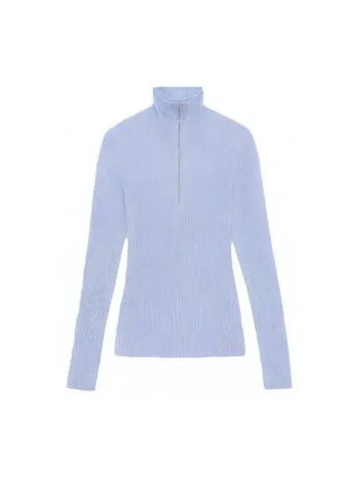 Half Zipper Rib Turtleneck Blue - GANNI - BALAAN 2