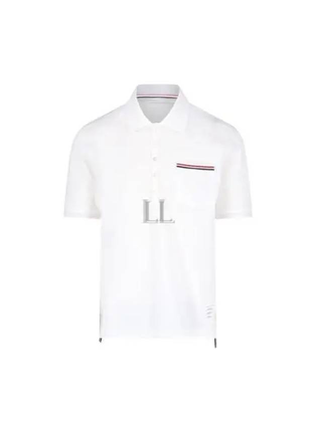 RWB Pocket Interlock Cotton Short Sleeve Polo Shirt White - THOM BROWNE - BALAAN 2