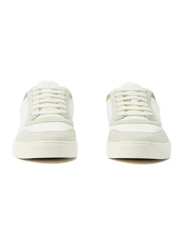 Check Leather Suede Sneakers Natural White Archive Beige - BURBERRY - BALAAN 4