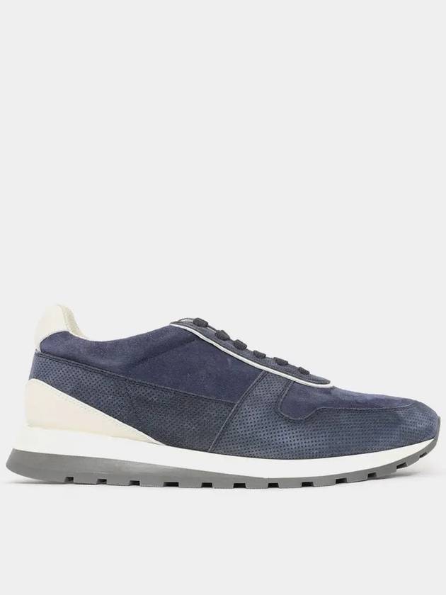 Suede Low Top Sneakers Blue - BRUNELLO CUCINELLI - BALAAN 3