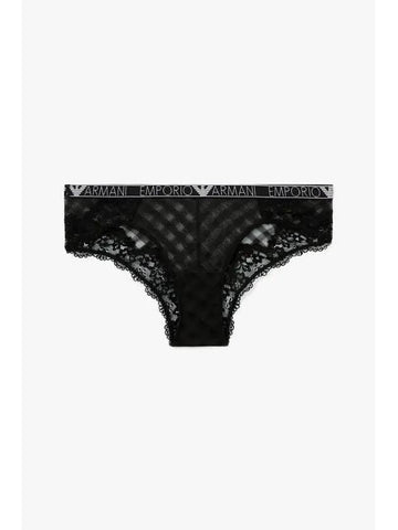 UNDERWEAR Women s Check Pattern Mesh Lace Briefs Black - EMPORIO ARMANI - BALAAN 1