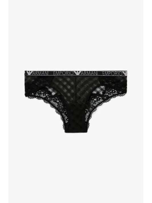 UNDERWEAR Women s Check Pattern Mesh Lace Briefs Black - EMPORIO ARMANI - BALAAN 1