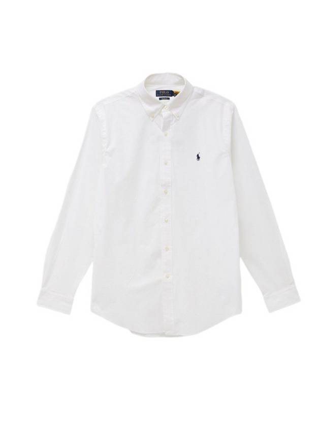 Custom Fit Poplin Long Sleeve Shirt White - POLO RALPH LAUREN - BALAAN 1