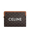 CELINE Small Pouch With Strap Signature In Triomphe Canvas With Print Tan 10J502FES 04LU - CELINE - BALAAN