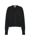 Women s Cashmere Wool Logo Cardigan Black - DIESEL - BALAAN 1