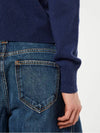 Face Logo Wool Cardigan Blue Women s - ACNE STUDIOS - BALAAN 6