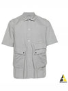 Cotton Popeline Pocket Short Sleeve Shirt Grey - CP COMPANY - BALAAN 2