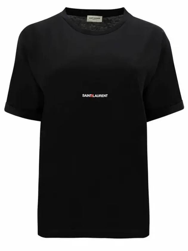 Rive Gauche Short Sleeve T-Shirt Black - SAINT LAURENT - BALAAN 2