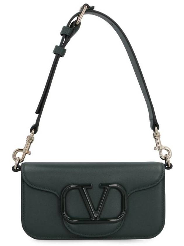 V Logo Signature Leather Shoulder Bag Green - VALENTINO - BALAAN 1