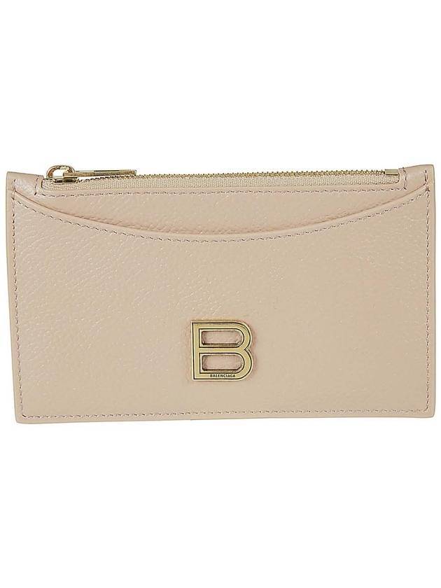 Hourglass Gold B Logo Zipper Long Card Wallet Beige - BALENCIAGA - BALAAN 1