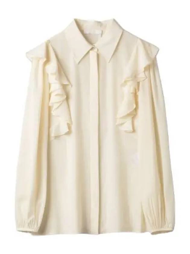 Silk Ruffle Shirt Coconut Milk - CHLOE - BALAAN 1