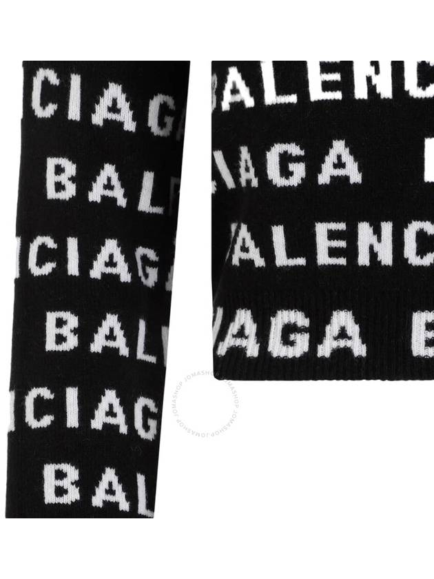 Intarsia All-Over Logo Crew Neck Knit Top Black - BALENCIAGA - BALAAN 4