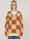 argyle checker V-neck knit beige - UNALLOYED - BALAAN 2