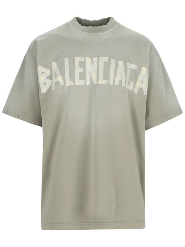 Tape Type Logo Medium Fit Short Sleeve T-Shirt Green - BALENCIAGA - BALAAN 2