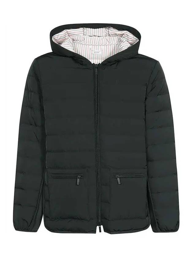 Poly Twill Rib 4-Bar Down Hoodie Jacket Charcoal - THOM BROWNE - BALAAN 3