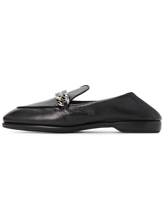 Chain Metal Logo Loafers Black - MIU MIU - BALAAN.