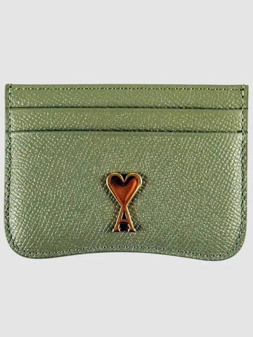 Paris heart logo card wallet olive USL104AL 0036 351 - AMI - BALAAN 1