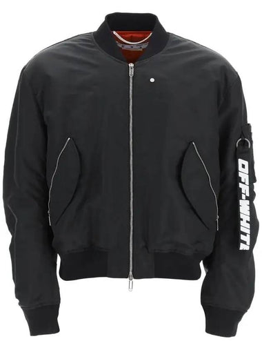 Nylon Bomber Jacket Black - OFF WHITE - BALAAN 1