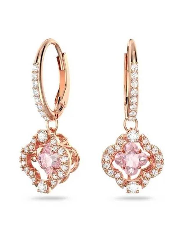 Una Sparkling Dance Clover Drop Earrings Pink Rose Gold - SWAROVSKI - BALAAN 3