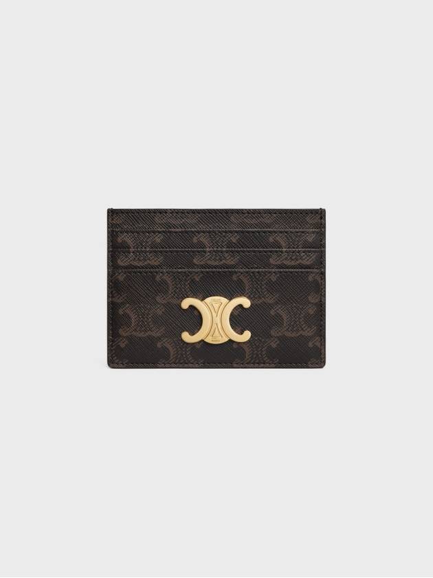 Triomphe Card Holder in Triomphe Canvas Tan - CELINE - BALAAN 2