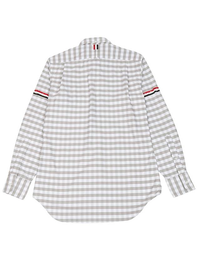 Men's Check Oxford Long Sleeve Shirt Grey - THOM BROWNE - BALAAN 3