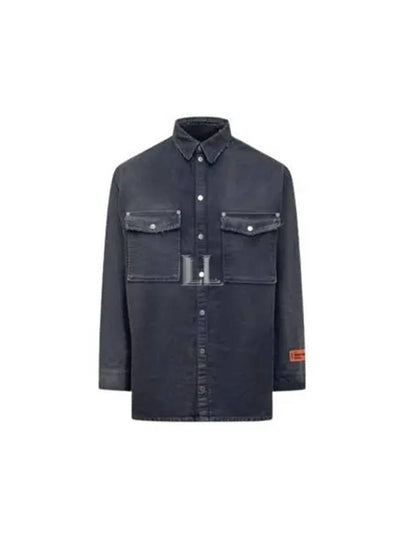 Logo Patch Distressed Denim Long Sleeve Shirt Navy - HERON PRESTON - BALAAN 2