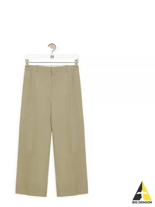 Pleated Trousers Straight Pants Green - LOEWE - BALAAN 2
