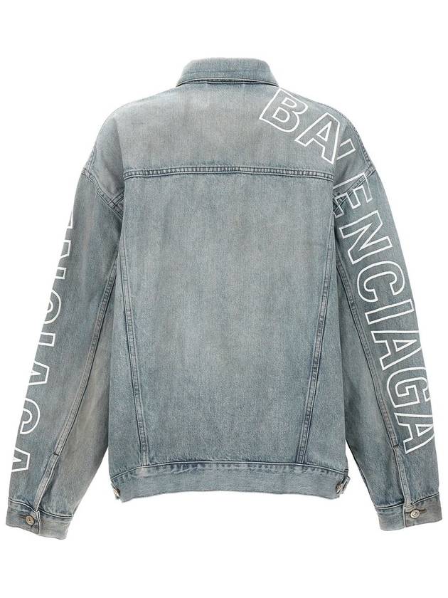 Embroidered Logo Denim Jacket Blue - BALENCIAGA - BALAAN 3