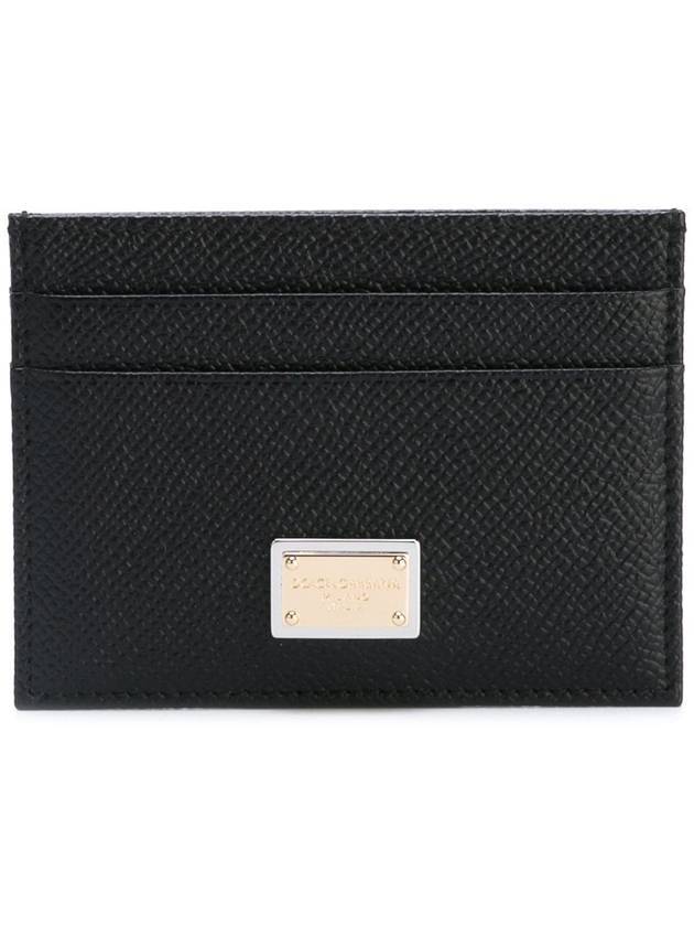 Logo Patch Calfskin Card Wallet Black - DOLCE&GABBANA - BALAAN 1