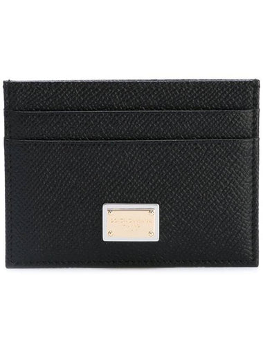 Logo Patch Calfskin Card Wallet Black - DOLCE&GABBANA - BALAAN 1