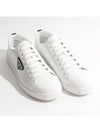 Brushed Leather Low Top Sneakers White Black - PRADA - BALAAN 3