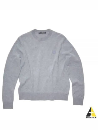 Face Patch Crew Neck Knit Top Grey Melange - ACNE STUDIOS - BALAAN 2