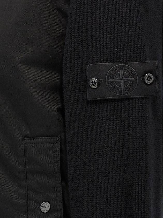 450F2 Ghost Performance Twill Wind Resistant Wool-TC Bomber Jacket Black - STONE ISLAND - BALAAN 6