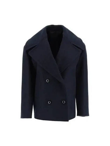 coat women wool felt pea navy - ALAIA - BALAAN 1